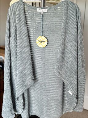 Hayden Light Heather Gray Open-Front Knit Cardigan